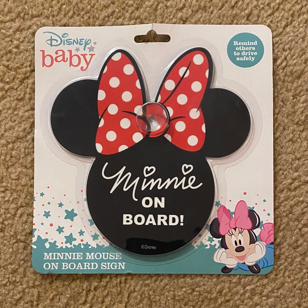 Disney Minnie Mouse Baby On Board Sign - Black & Red